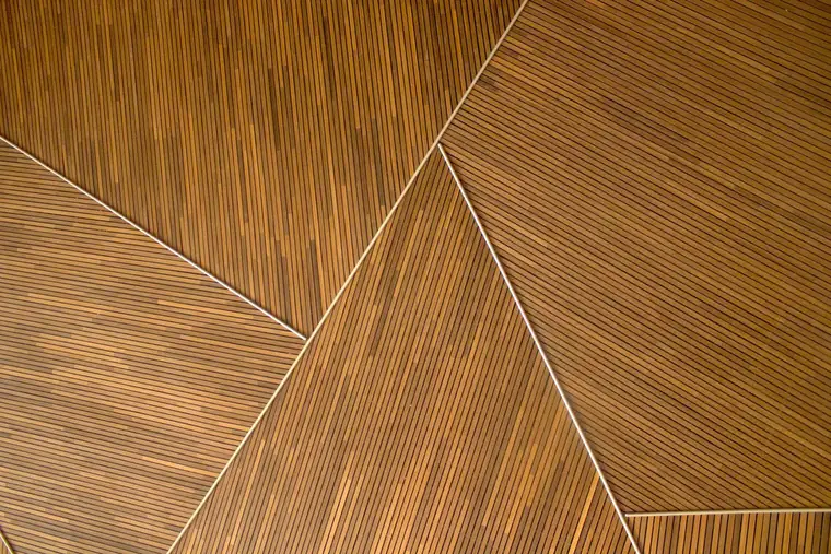 Timber strip floor in a geometric pattern