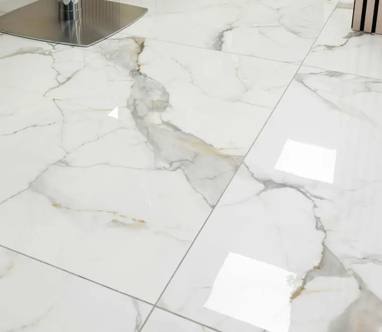 Polished white marble floor